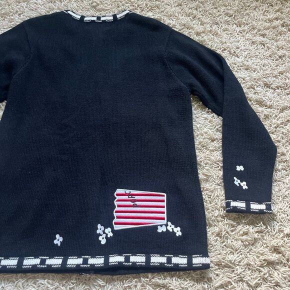 Awesome Quacker Factory Sweater S Movie, Snacks, Cardigan, Black, Embroidered - Picture 8 of 13